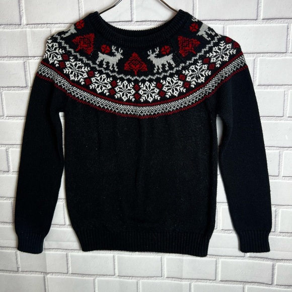 CHARTER CLUB Blue holidays Sweater with Red and White Reindeer Pattern/size S - Picture 3 of 10
